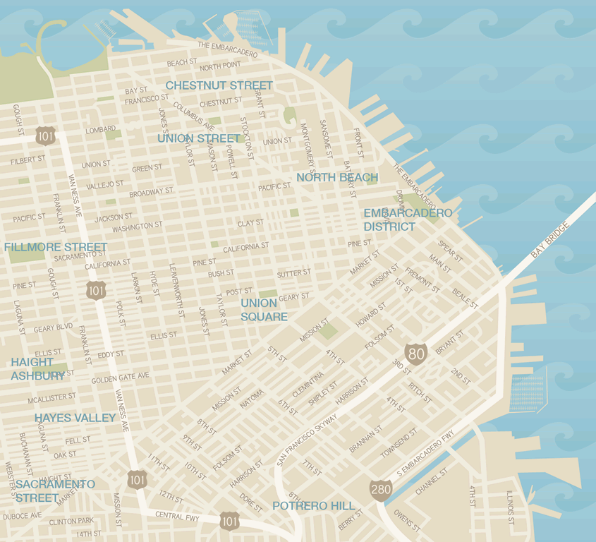 San Francisco Shopping Districts Map